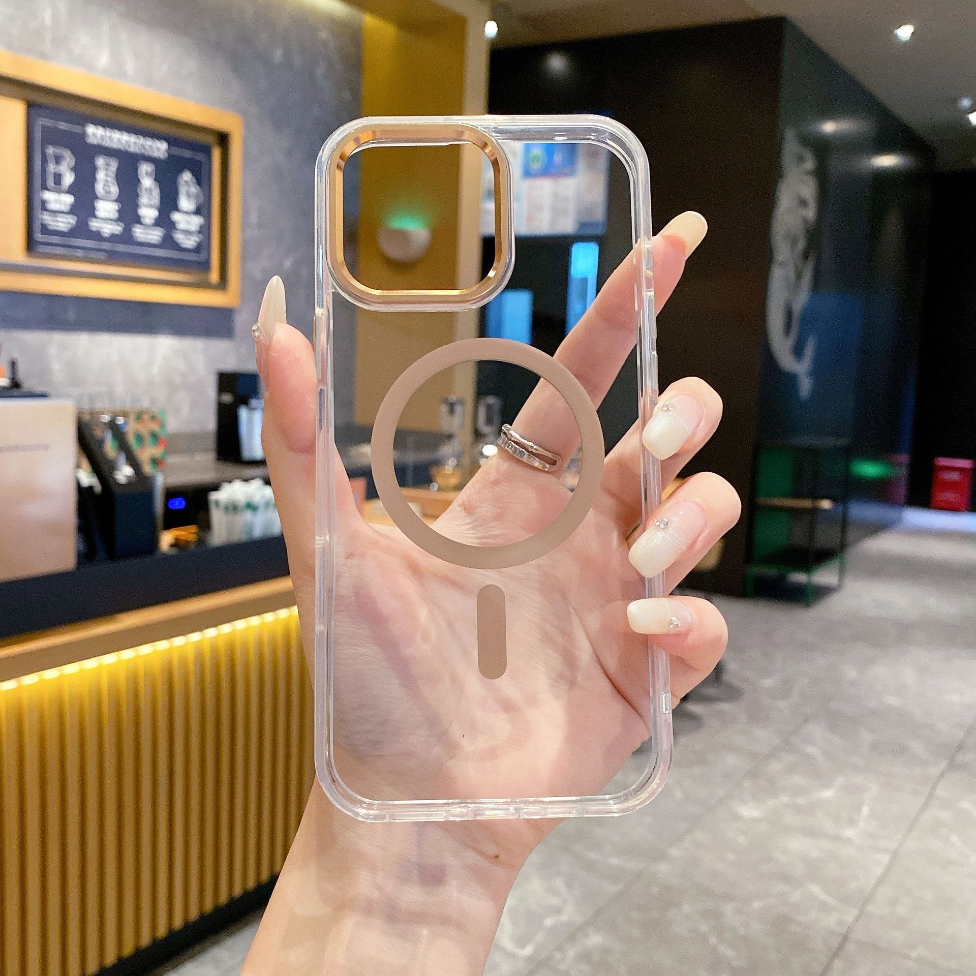 

Підходить для чохла для мобільного телефону IPhone16promax Простий прозорий Магнітна абсорбція Не жовтіє 15/14 Протиударний 13 Захисний чохол Apple 15ProMax