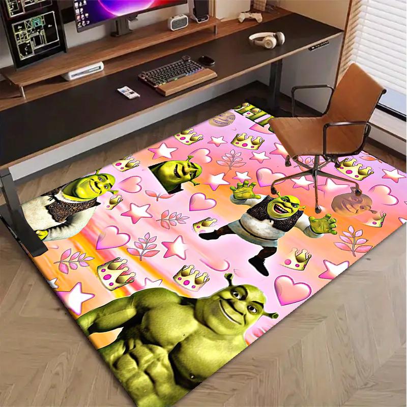 Shrek Polyester Teppich, Weiche Indoor Matte für Bürostuhl, Wohnzimmer, Schreibtisch - Dekoratives Home Office Teppich Design