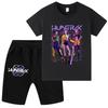 WA1235 Kinder Jungen Mädchen Kpop Rumi Zoey Mira Print Kurzarm T-Shirt Shorts Hosen Sets
