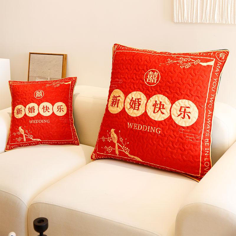 

Year Of Tiger Cushion Chinese National Tide Style Throw Pillowcase China Red Cartoon Cat Dog Printing Sofa Decor Waist Pillow 45cm No Filling