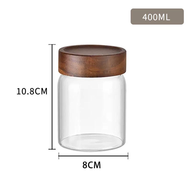 Airtight Glass Storage Jar with Acacia Wood Lid - Thick Transparent Jar for Grains and Cereals