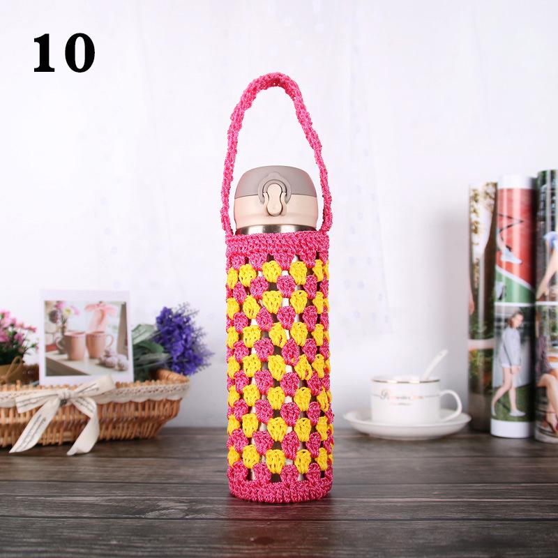 Funda portátil para termo con asa de 400-600 ml, funda para botella de agua de ganchillo, estuche para botellas de agua de punto, bolsa de almacenamiento.