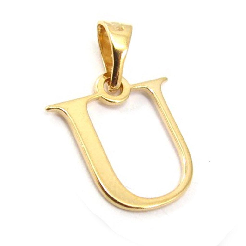 Les Trésors De Lily [K3671] - Gold Plated 'Letter U' Pendant