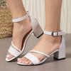 2025 Summer New High Heeled Sandals Fashion Round Toe Open Toe Ladies Shoes New Concise Fairy Style  Low Heel Square Heel Shoes