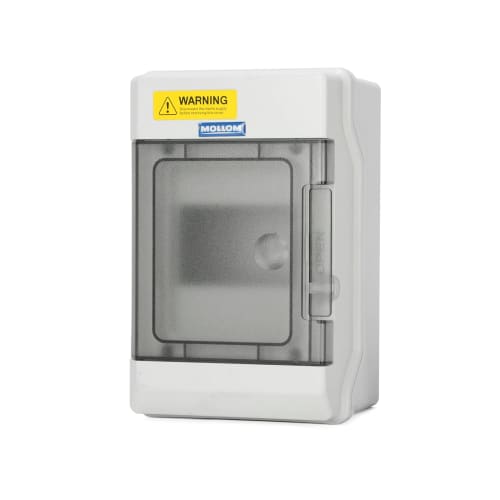 Mollom 4-Way Distribution Box with Busbar and Din Rail for Miniature Circuit Breakers (MCBs), IP66 Waterproof, Padlockable, Indoor/Outdoor Use