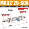 Mini Stainless Steel Pneumatic Cylinder MA Series (16-40mm Bore, 50-200mm Stroke)