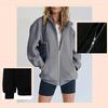 Damen Kordelzug Reißverschluss Niedliche Hoodies Herbstjacke Übergroß Lässige Sweatshirts mit Tasche