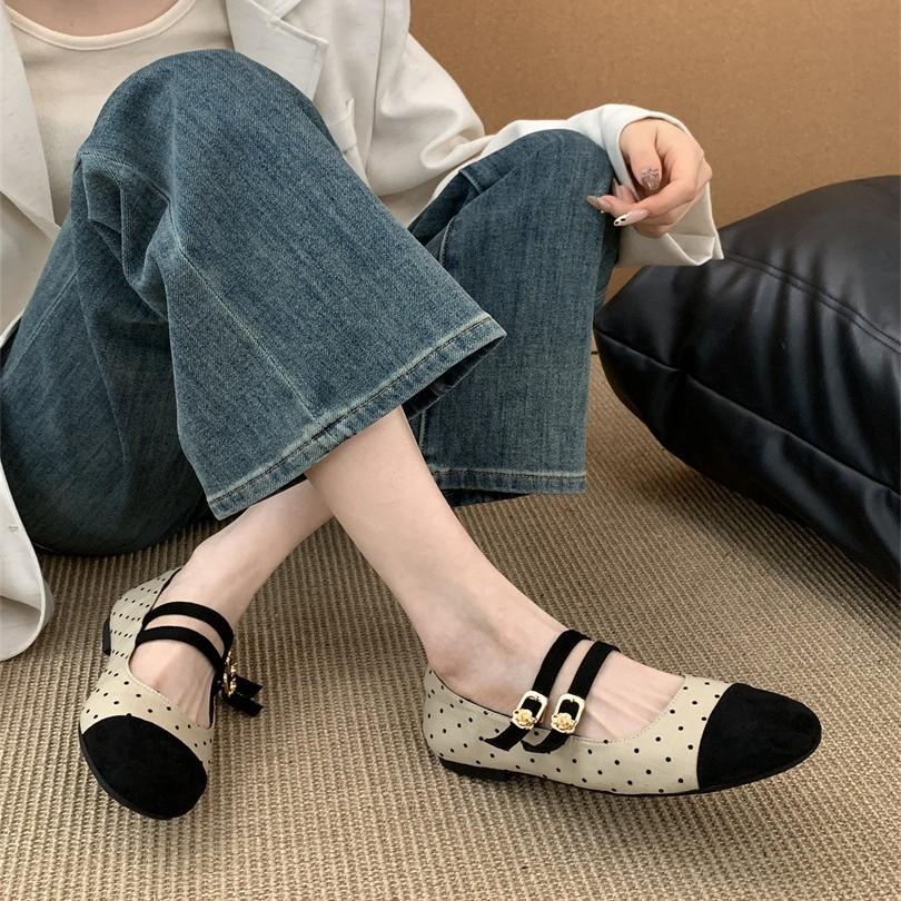 French Retro Velvet Double Buckle Mary Jane Flat Single Shoes Women's 2025 New Niche Versatile Ballet Shoes Grandma Shoes