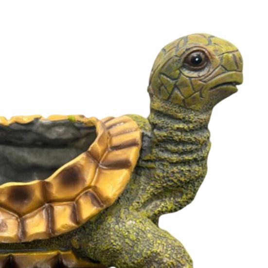 Small Turtle Planter Resin Turtle Shaped Flower Pot with Drainage Holes Cute Animal Cacti Pots for Office Home Desktop Decor