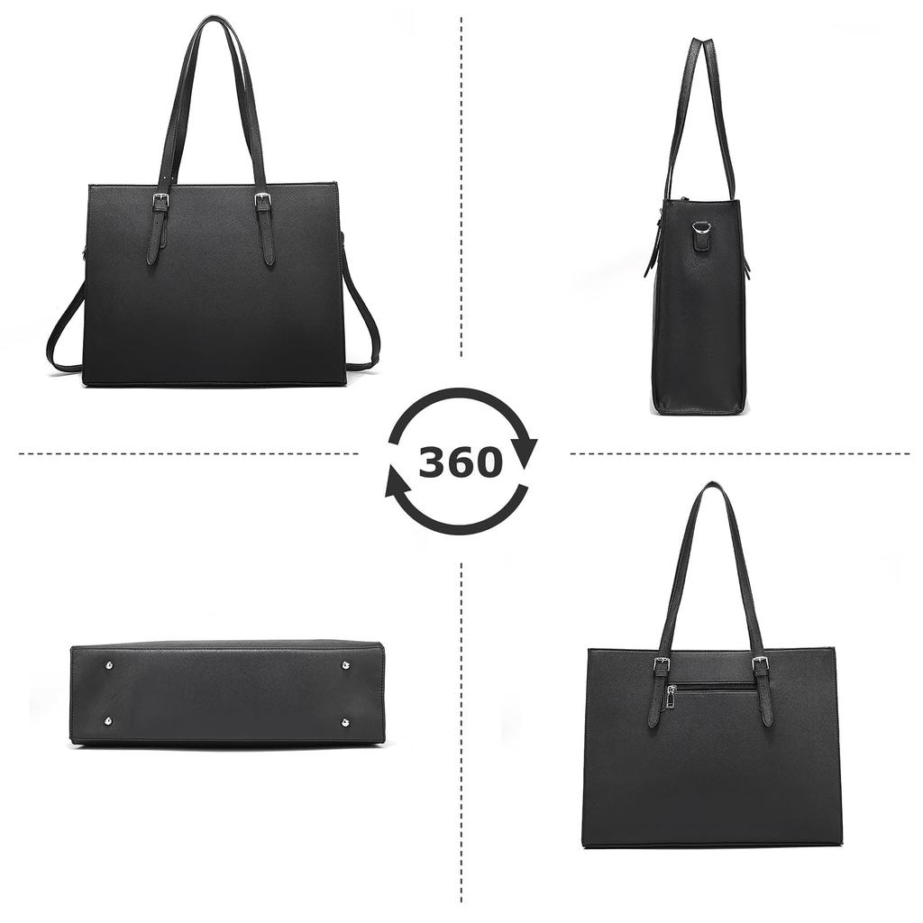 Maytopia Business Tote Bag, Shoulder Bag, Handbag, 15.6-inch Laptop Storage, Synthetic Leather and PU Leather, Large Capacity, A4 Size, Zippered,