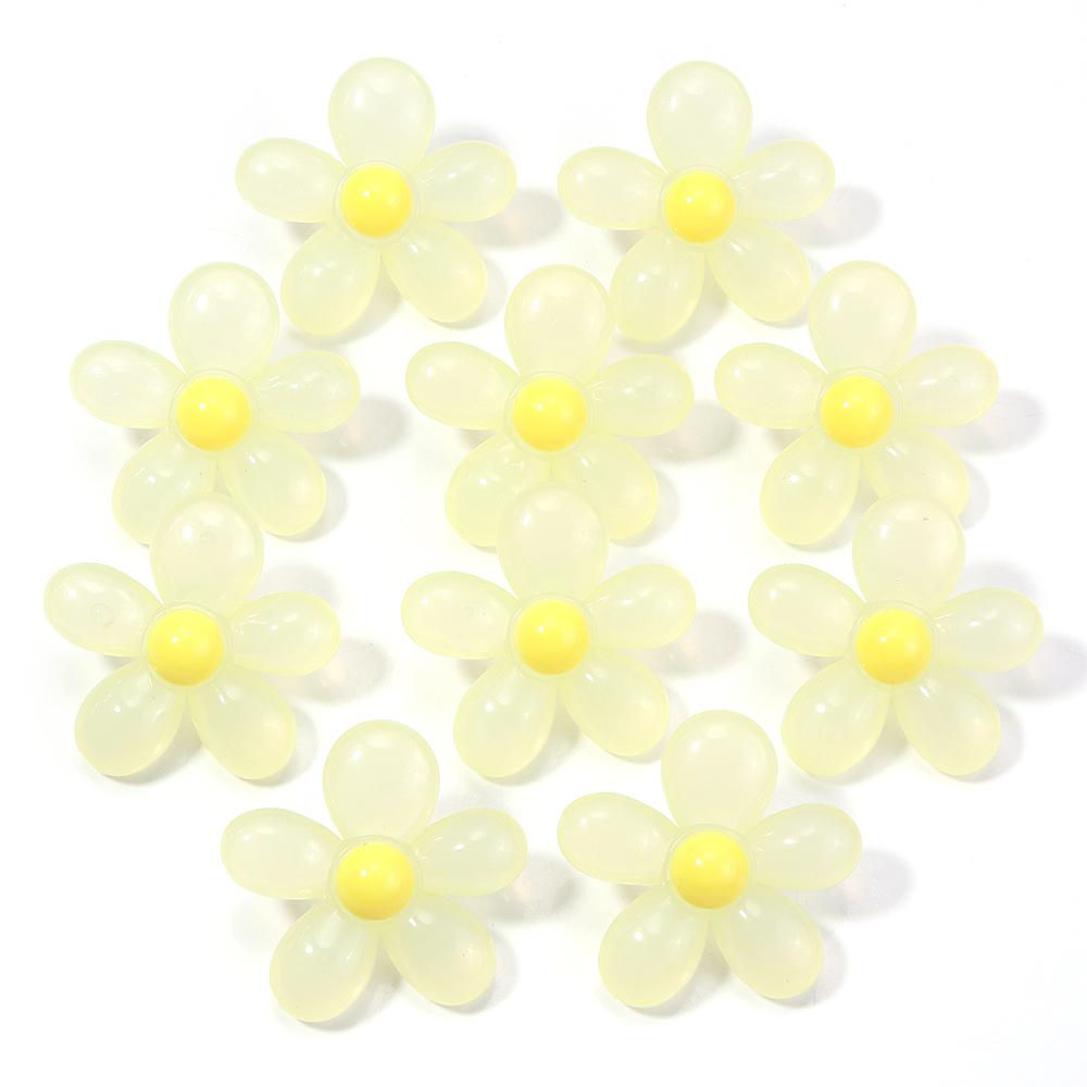 

10pcs 39X40mm Flower Acrylic Beads Jelly Color Sunflower Loose Beads For DIY Jewelry Making Necklace Keychain Headwear Supplies жовтий