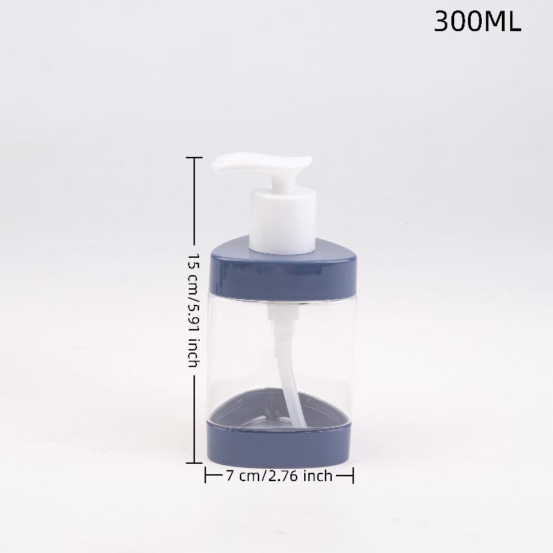 

1Pcs Plastic Press Empty Shampoo Bottle High-Capacity Refillable Travel Portable Container Shower Gel Bottle Transparent 300ML