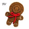Reusable Washable Drink Coasters Christmas Crochet Coaster, Handmade Woven Cup Pad, Cute Santa Snowman Soft Thick Cotton Fiber Gingerbread Man