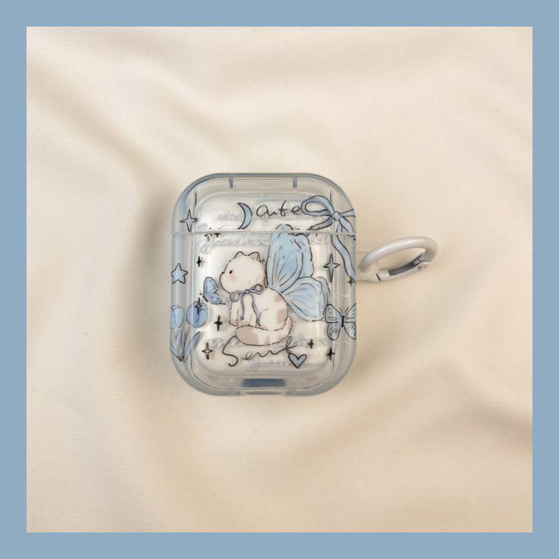 

для чехла для наушников Apple Pro второго поколения беспроводной Bluetooth 1 третьего поколения Aipods2 поколения Airpodpro пятого поколения 5 четвертого поколения AirPods Pro2 [Cute blue butterfly cat] send Hook