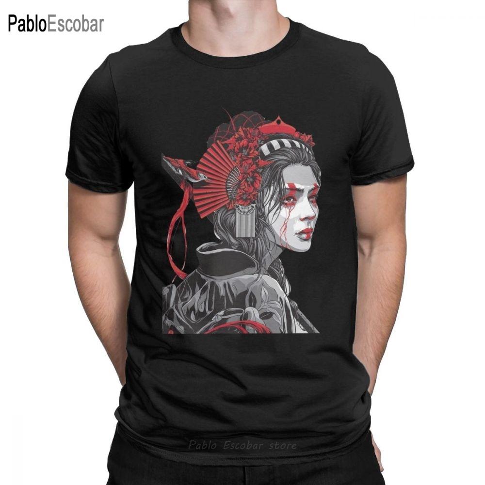 Female Samurai T Shirt Mens Pure Cotton TShirt Geisha Japan Tattoo Cool Tokyo Beauty Japanese Tees Short Sleeve Tops Printed