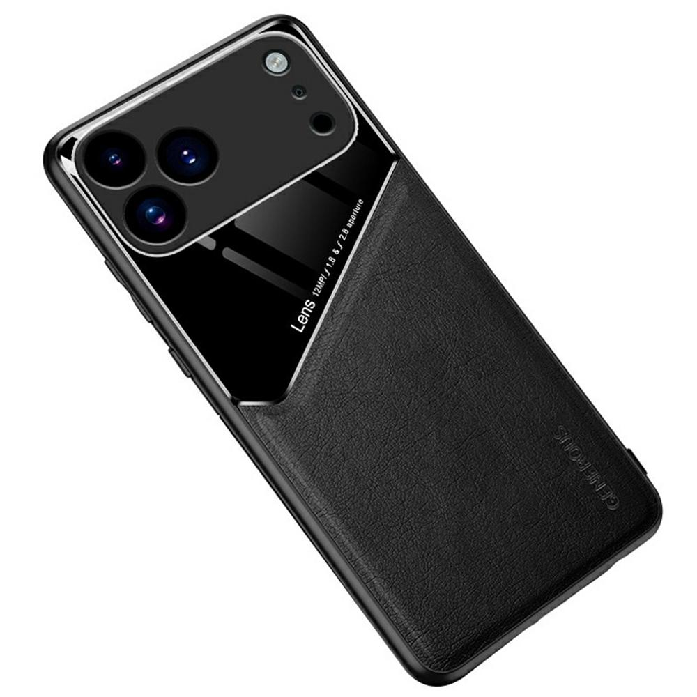 

For iPhone 17 Pro Case Precise Cutout Leather Coated PC + TPU Phone Back Cover Built-in Metal Sheet