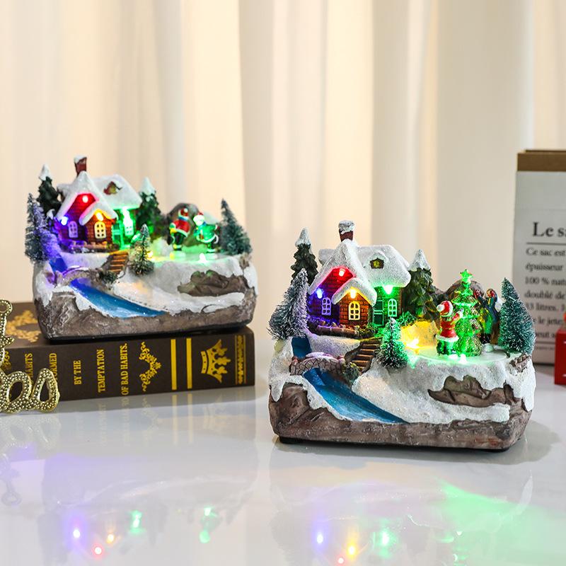 Musical Rotating Christmas Resin Snow Scene Ornament