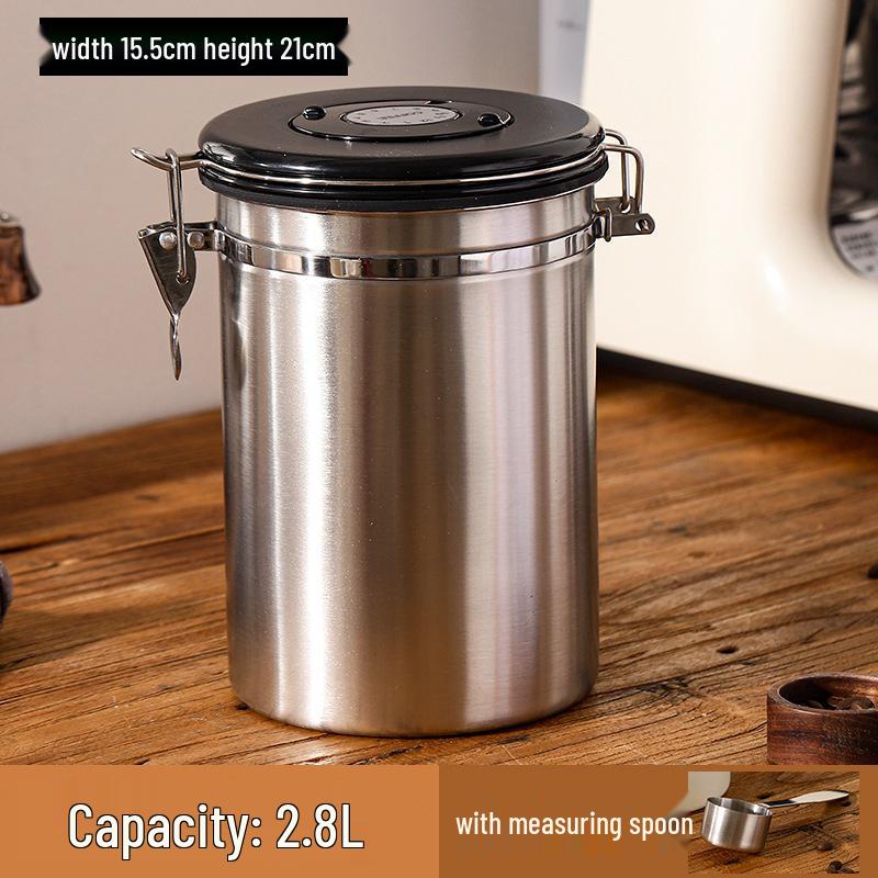 304 Stainless Steel Coffee Storage Can with Vent Valve, Sealed for Freshness