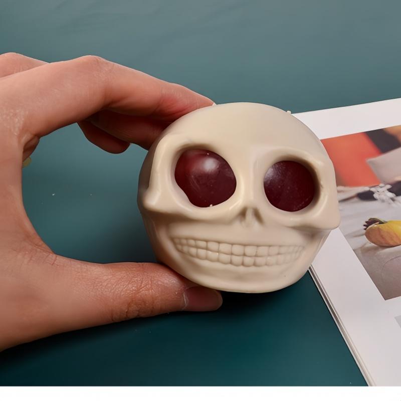Toys Toys Toys Halloween Stress Balls Squeeze Skull Fidget Decompression Squeeze Skulls with Blood and Maggots Halloween Prank