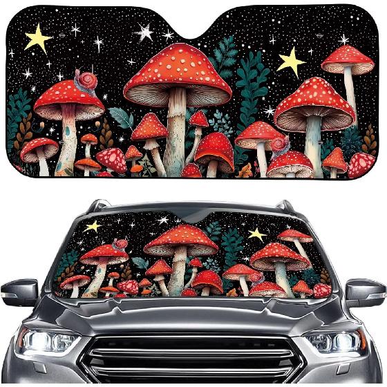 Purple Eyelash Front Sun Shade Windshield for Car Cute Windshield Sunshade Foldable UV Ray Reflector Front Window Sun Shade Visor Shield Cover,Keeps Mushroom