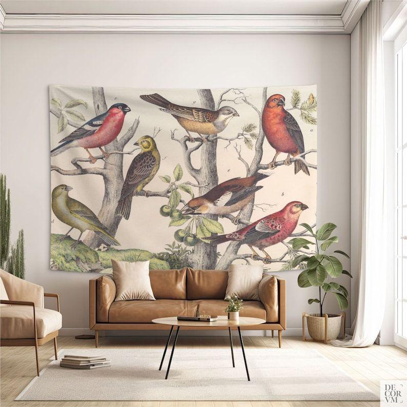Tapestry bird vintage bird 19th century 75x100 чёрный