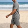 Mens Casual Loose Breathable Short Sleeve Shirt And Shorts Beach Set