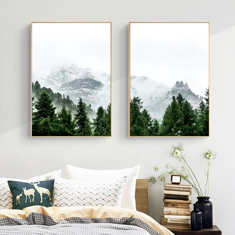 Foggy Forest Wall Art Canvas Painting Scandinavian Poster and Print Nature Landscape Nordic Decoration Picture Modern Home Decor