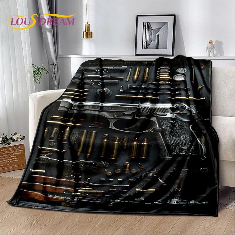 29 Style Retro Guns Pistol Ammunition Bullet Cartridge AK M4 Soft Flannel Blankets,Throw Blanket for Picnic Beds Sofa Bedroom