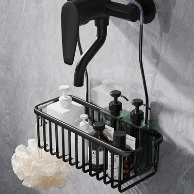 Scaffale da Bagno in Alluminio Senza Foratura, Scaffali da Doccia Portasapone Cestino Organizer Accessori da Bagno