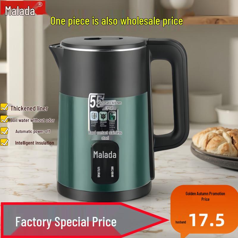 Bouilloire intelligente en acier inoxydable Wanlida avec arrêt automatique pour usage domestique et en résidence étudiante