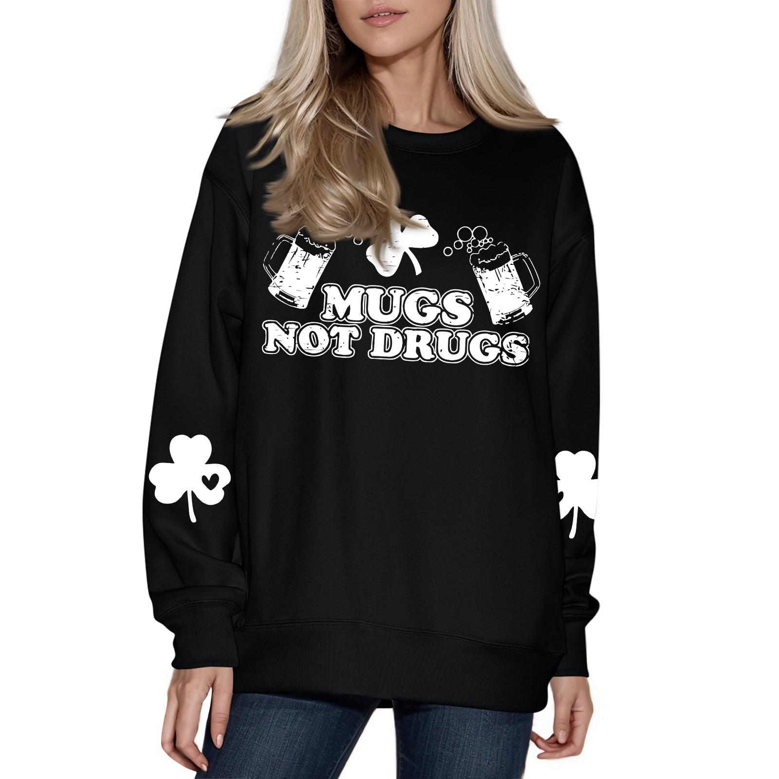 

Женская модная повседневная толстовка с длинным рукавом и круглым вырезом L