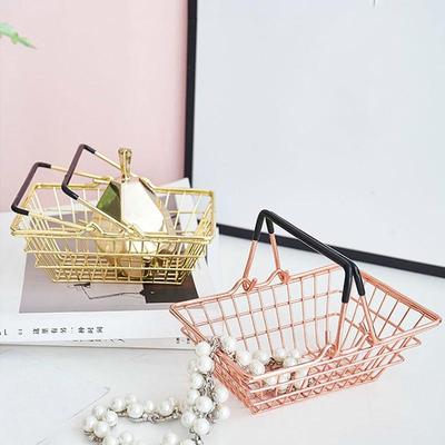Mini Metall Aufbewahrungskorb Schmuck Organizer Korb Schreibtisch Kosmetik Display Rahmen Foto Requisiten