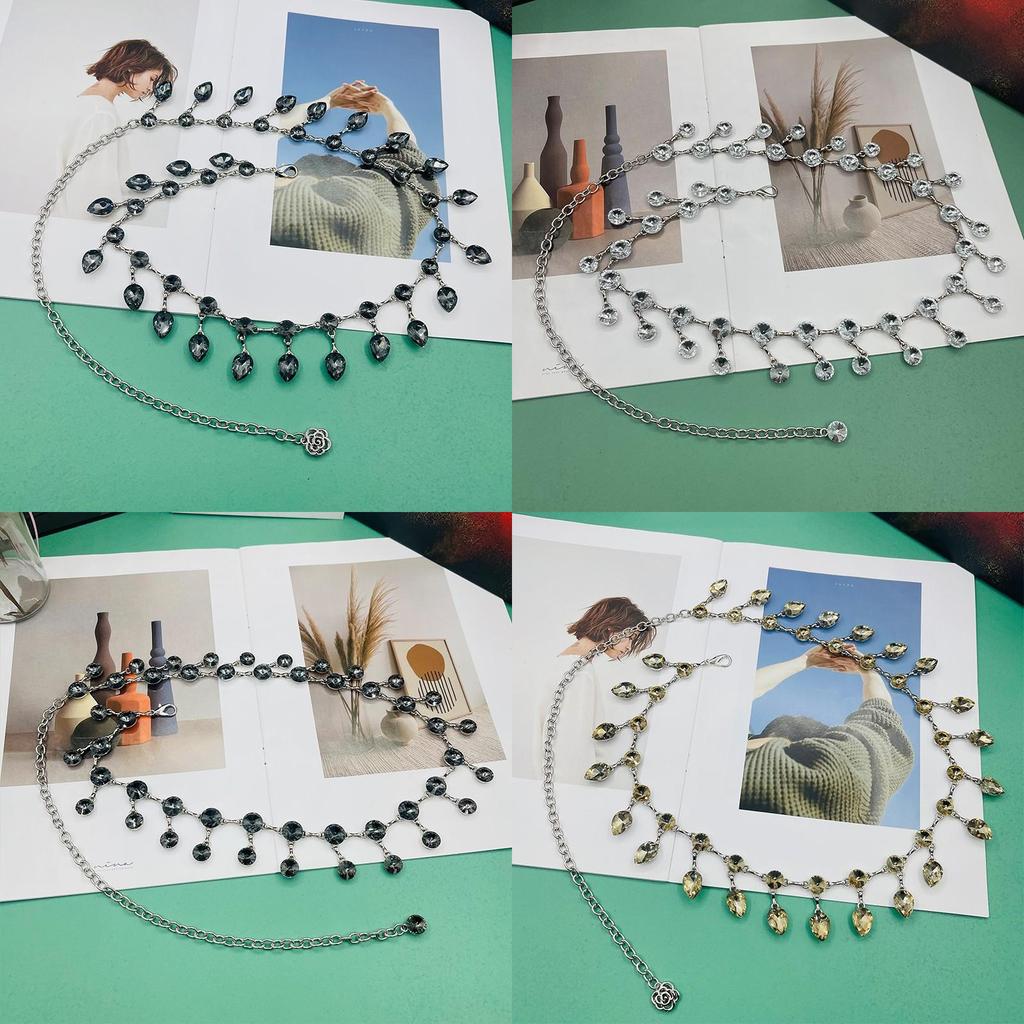 Modern Belly Dance Waist Chain With Water Crystal Dangle For Women