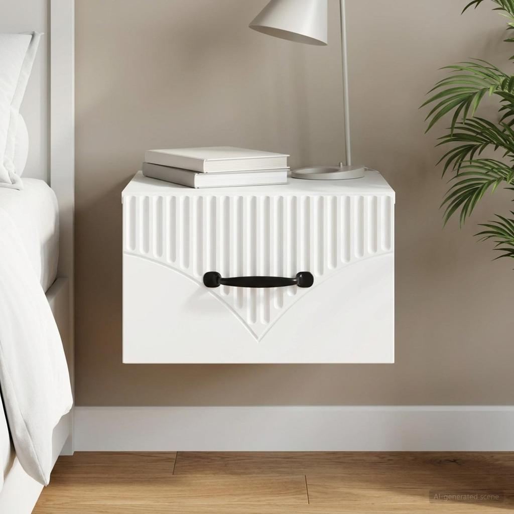 Wall Mounted Nightstand White 34.5 x 33 x 20 cm Engineered Wood