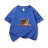 Kids Cotton T Shirt Cute Peeking Squirrel Print Crew Neck Short Sleeve Tee Casual Breathable Boys Girls Summer Tops