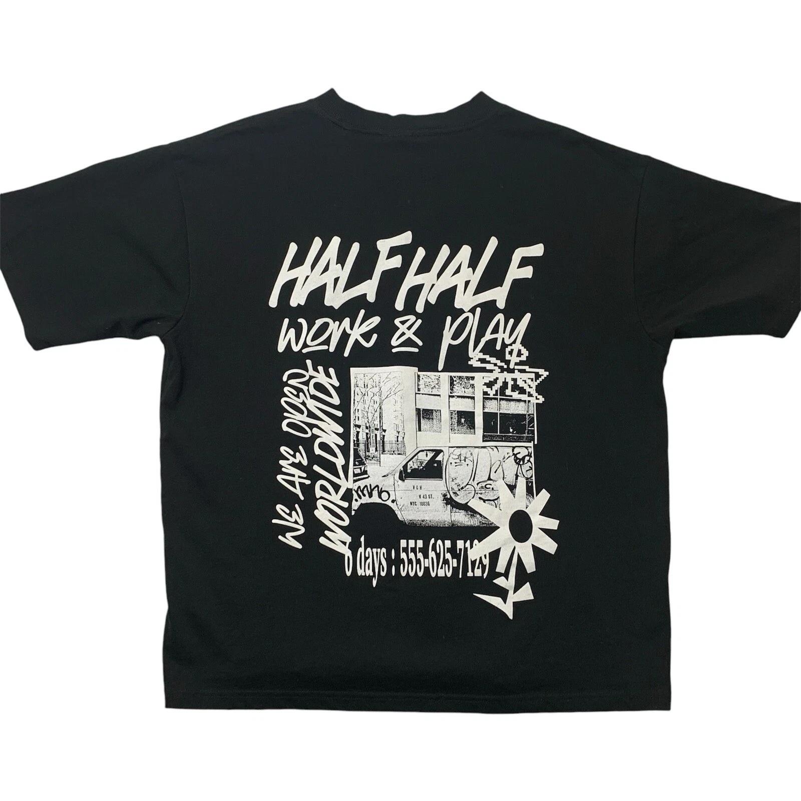 

Half Work Half Play 100% Cotton T-shirt Mens Tees Top Size Medium Half Half Factorie Boxy Black Streetwear 3XL