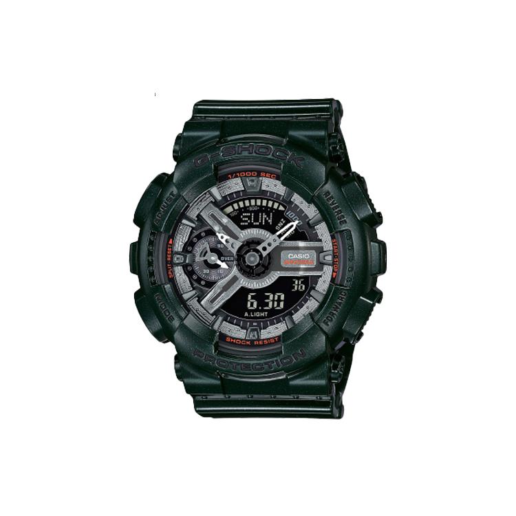 CASIO Men Liquid Crystal/Analog Dual Display Series Green Watch GMA-S110MC-3 GMA-S110MC-3 Green Strap