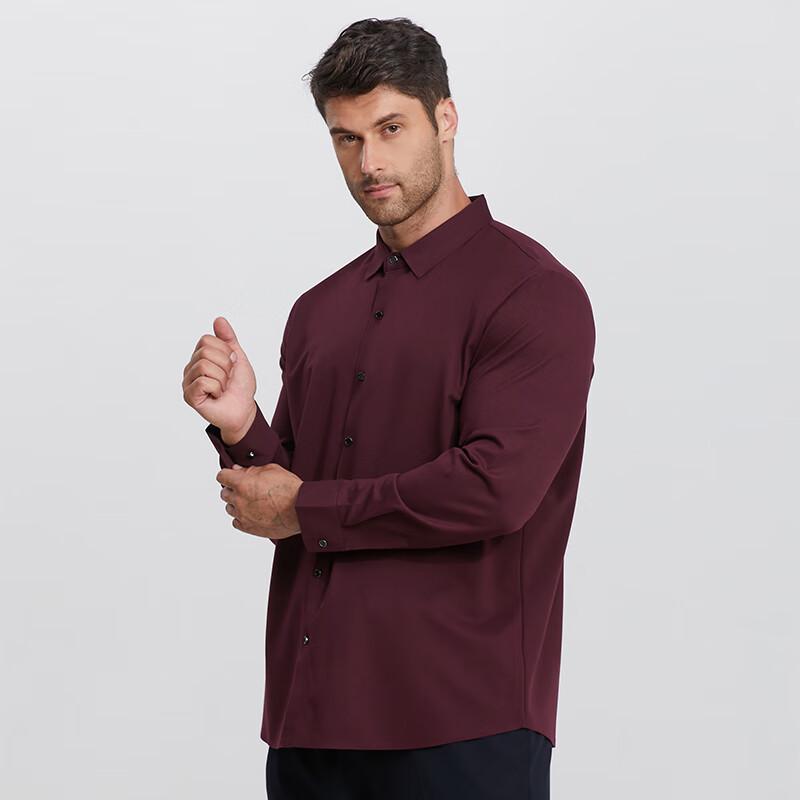 

Men s Plus Size Merino Wool Blend Wrinkle-Free Long Sleeve Shirt 6XL
