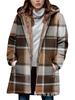  Women's Fleece Hooded Sweatshirt Print Trench Coat Thick Warm Top
