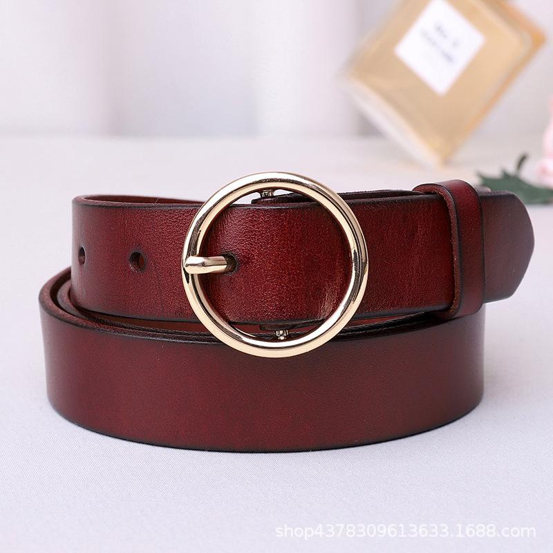 Ins Style Women'S Belt Women'S Jeans Versatile Internet Celebrities With The Same Simple Fashion Leather Pin Buckle Jeans Belt