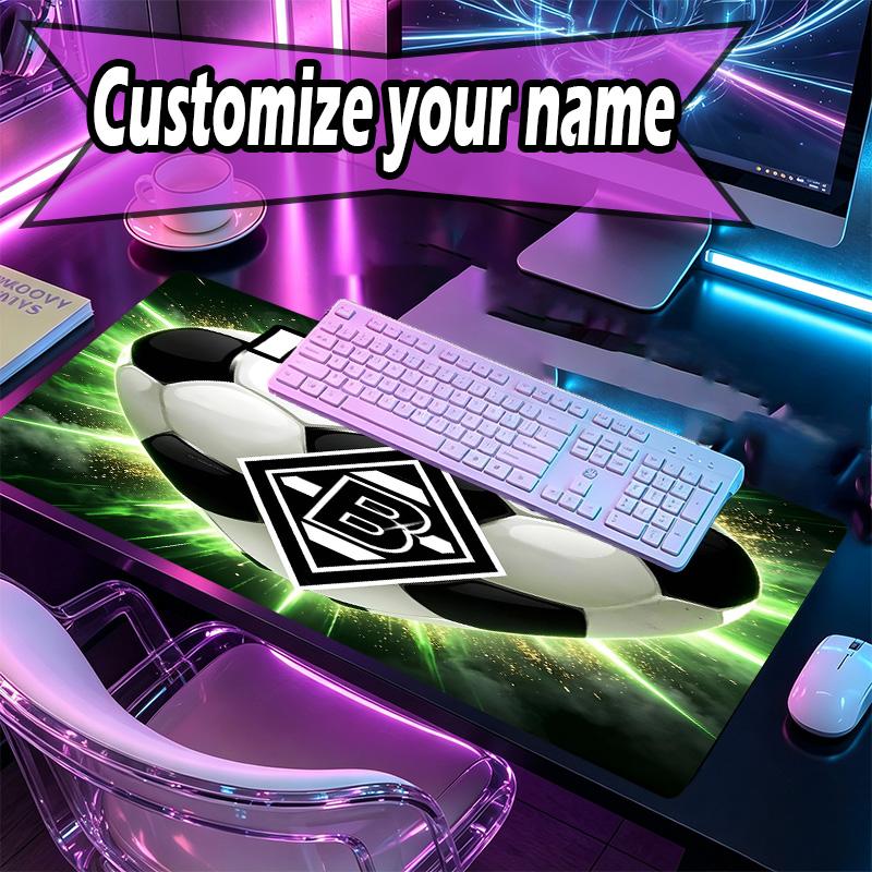 Custom Name Personalized Borussia Monchengladbach Pattern Mousepad, Laptop PC Desk Mat, Decorative Desk Mat for Home Keyboard Pad Gift