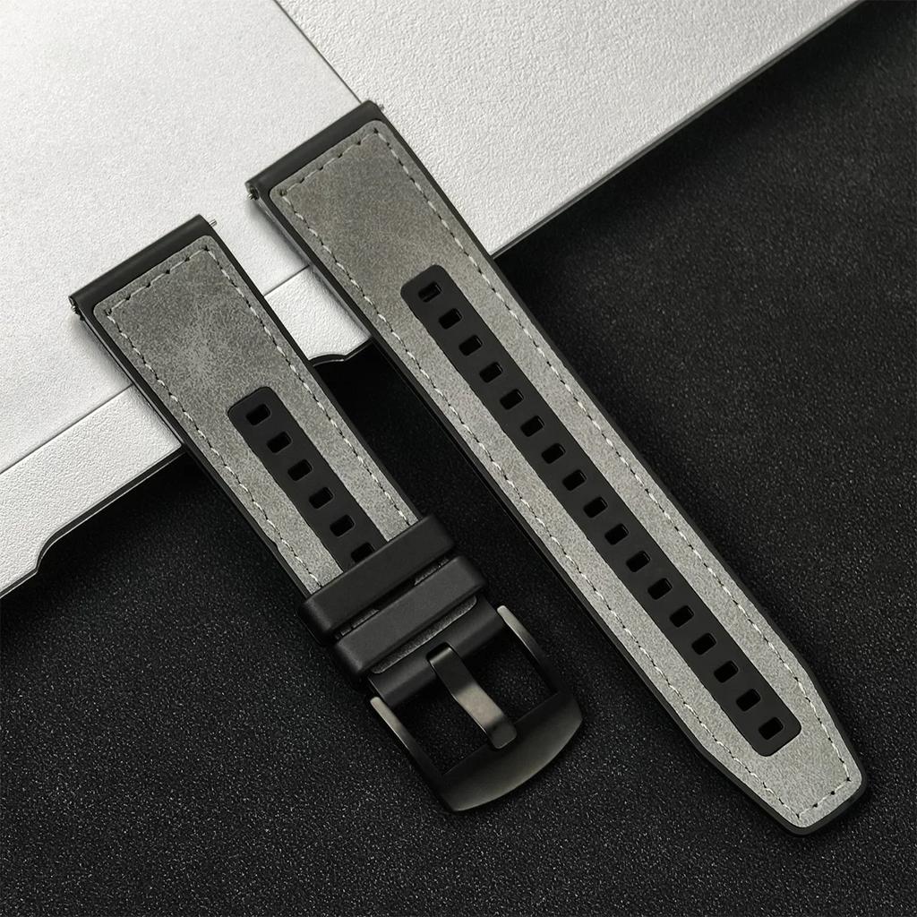 Nowy Skórzano-Silikonowy Pasek do Huawei Watch GT5 5Pro GT4 46mm Zamienny Bransoleta do Samsung Galaxy Watch 3 45mm Gear S3 46mm