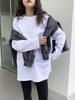 2023 Autumn Women's Korean Style Color Block Long Sleeve Top