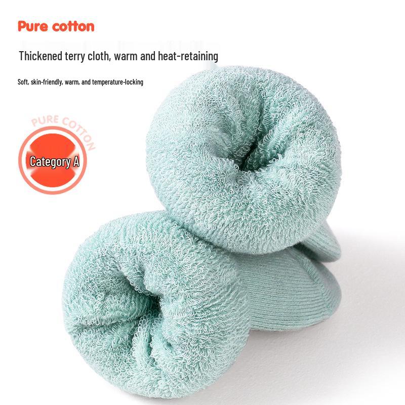 Children's Autumn/Winter Terry Cloth Mid-Calf Socks – Korean Style, Thick Cotton for Boys and Girls.