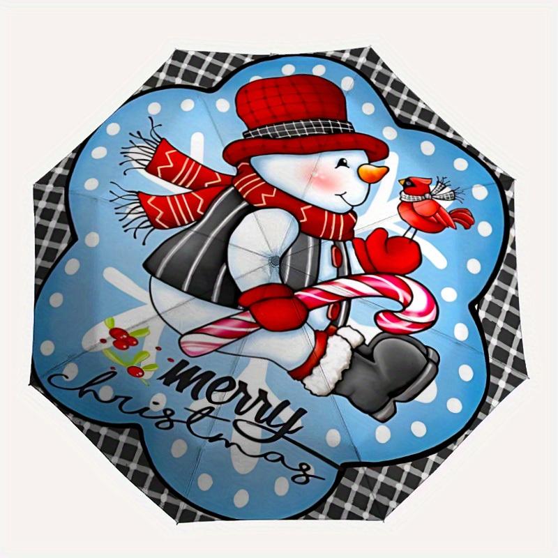 

1pc Snowman Ornament Automatic Open/close Folding Umbrella, Compact Portable Travel Umbrella, Durable Construction yy250809142