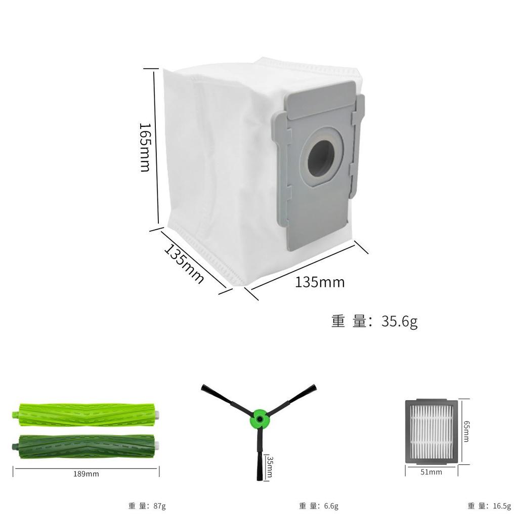 Ersatzteileset für iRobot Combo I5 J5 Staubsauger mit Bürstenwalze und Staubbeutel für den Heimgebrauch