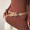 Women's Vintage Rivet Belt New Fashion Wide Waist Cummerbund Niche Design Leather Belt for Jeans Dresses Punk