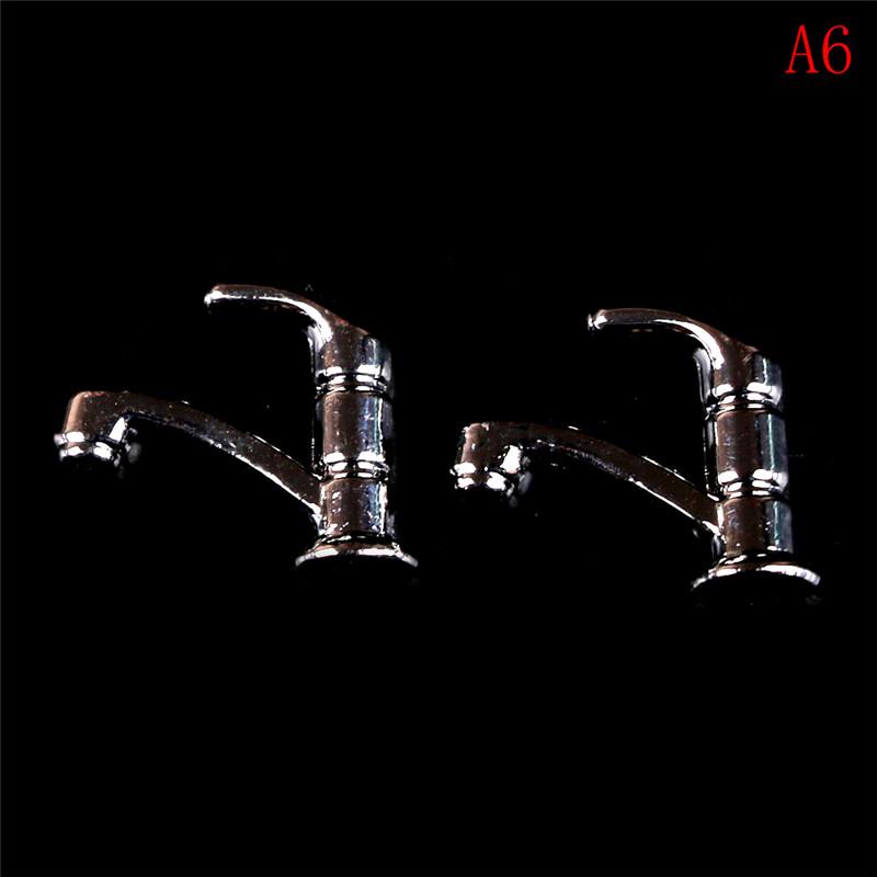 

2Pcs Miniature Alloy Water Tap Faucet Dollhouse Home Kitchen Shop Ornament 1:12 as the picture