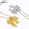 18K Gold Plated Brass Bowknot Charms Inlaid Zircon Butterfly Pendant For DIY Fashion Neckalce Making Supplies Accessories