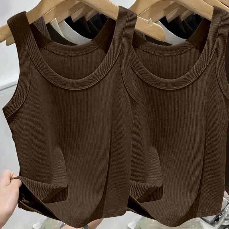Geripptes Camisole-Oberteil aus Eisseide für Damen mit U-Ausschnitt und Spaghettiträgern für Frühling und Sommer